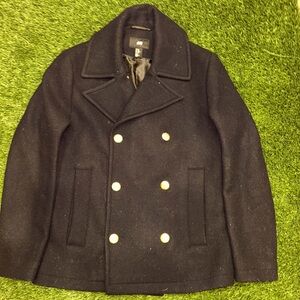 Blue P coat gold buttons